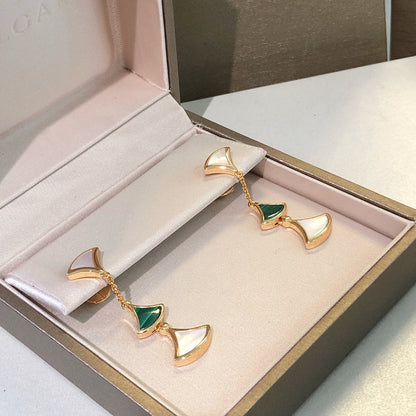 [LORA]DREAM EARRINGS 3 MOTIFS MALACHITE MOP PINK GOLD