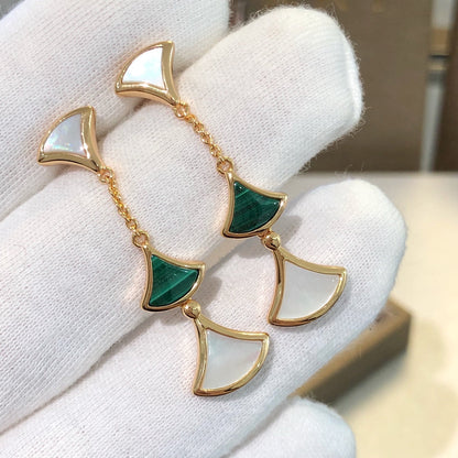[LORA]DREAM EARRINGS 3 MOTIFS MALACHITE MOP PINK GOLD