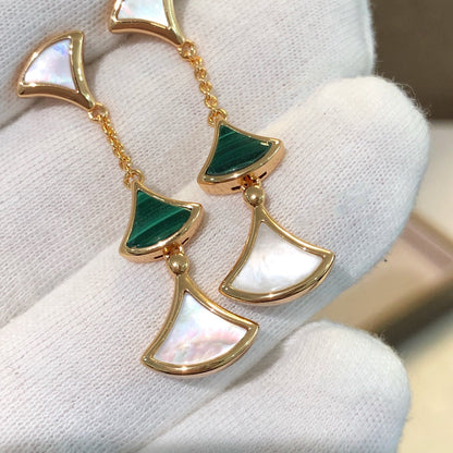 [LORA]DREAM EARRINGS 3 MOTIFS MALACHITE MOP PINK GOLD