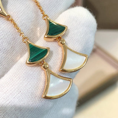 [LORA]DREAM EARRINGS 3 MOTIFS MALACHITE MOP PINK GOLD