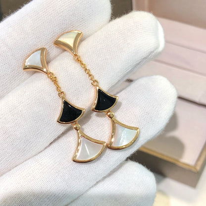 [LORA]DREAM EARRINGS 3 MOTIFS ONYX MOP PINK GOLD