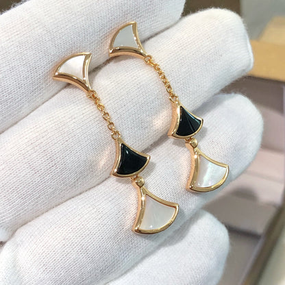 [LORA]DREAM EARRINGS 3 MOTIFS ONYX MOP PINK GOLD