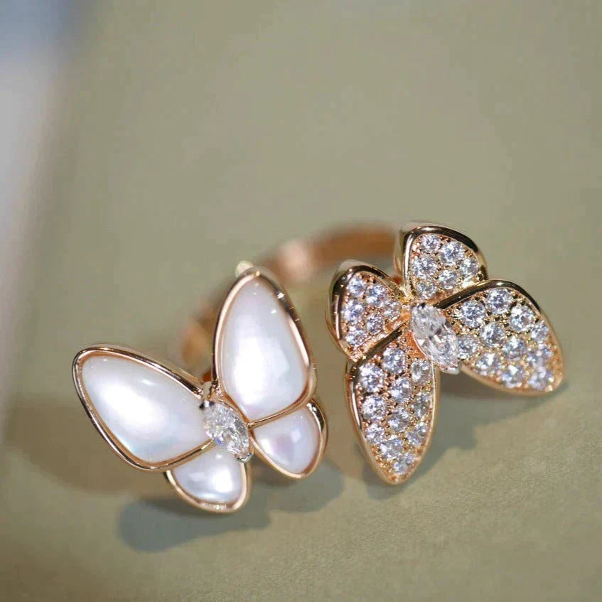 [Lora]TWIN BUTTERFLY DIAMOND MOP RING