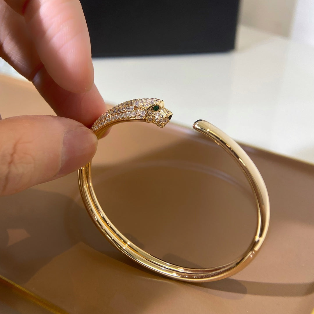 [LORA]PANTHERE GOLD DIAMOND OPEN BRACELET