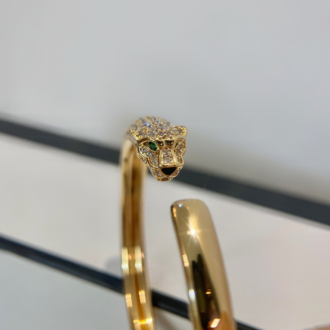 [LORA]PANTHERE GOLD DIAMOND OPEN BRACELET
