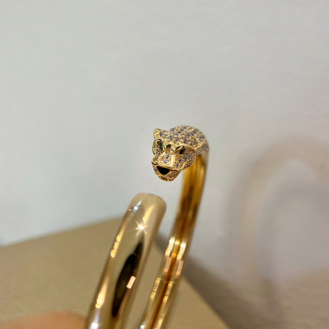[LORA]PANTHERE GOLD DIAMOND OPEN BRACELET