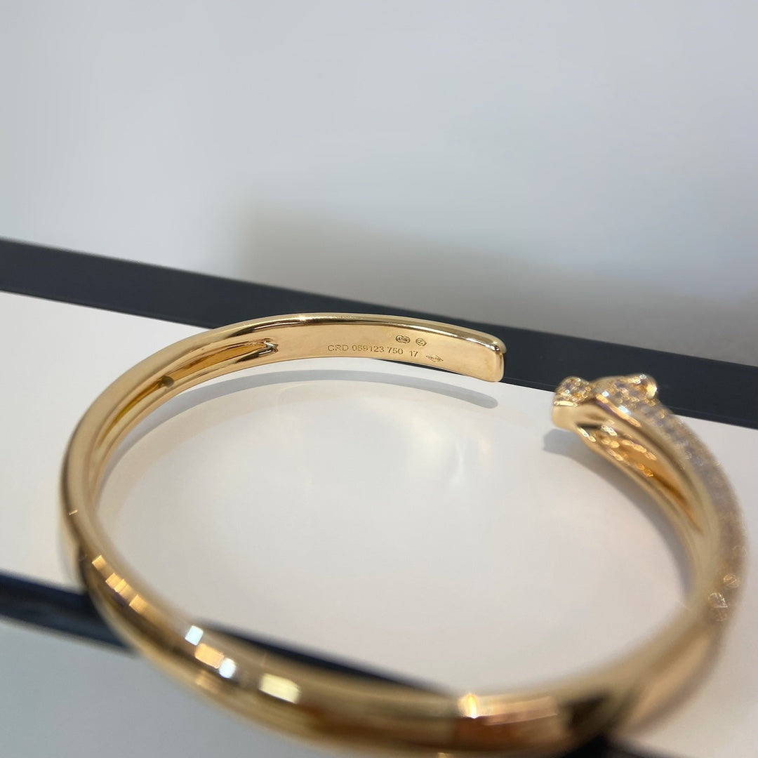 [LORA]PANTHERE GOLD DIAMOND OPEN BRACELET