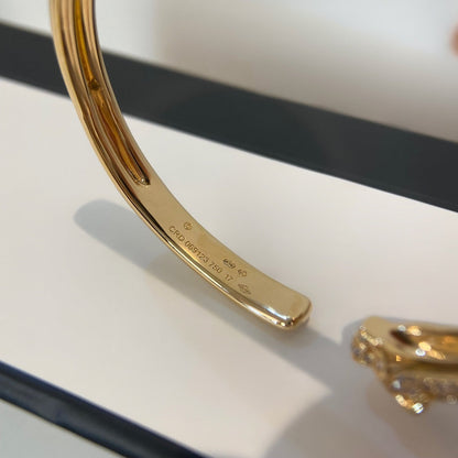 [LORA]PANTHERE GOLD DIAMOND OPEN BRACELET