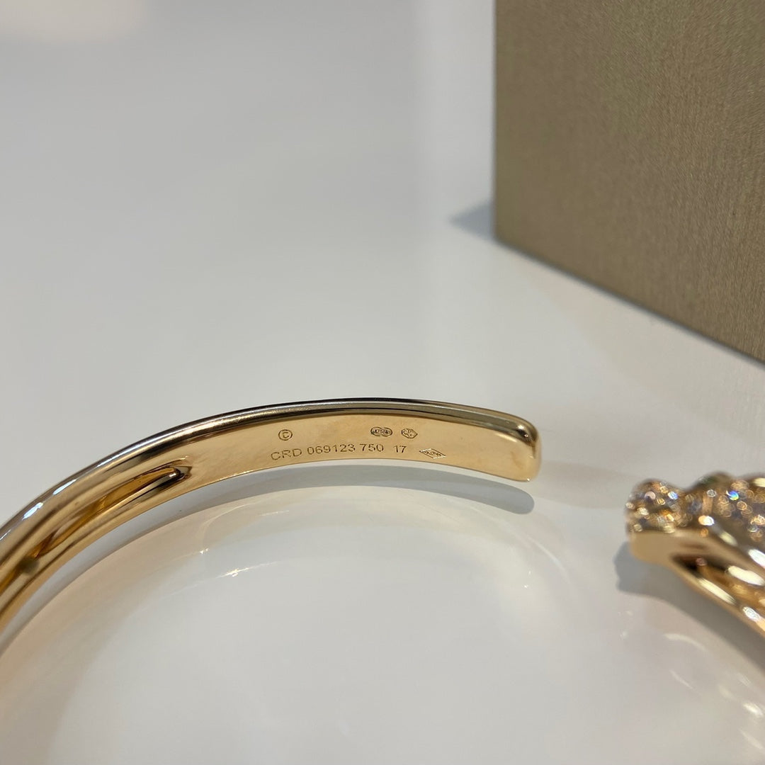 [LORA]PANTHERE GOLD DIAMOND OPEN BRACELET