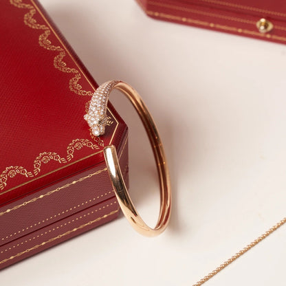 [LORA]PANTHERE ROSE GOLD DIAMOND OPEN BRACELET