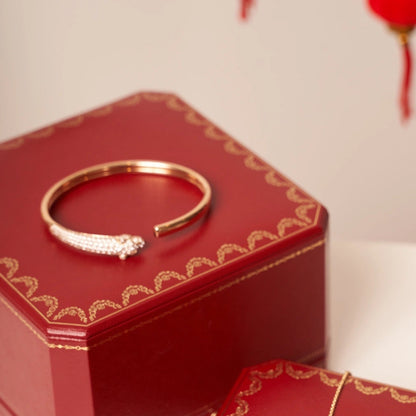 [LORA]PANTHERE ROSE GOLD DIAMOND OPEN BRACELET