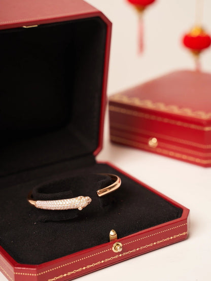 [LORA]PANTHERE ROSE GOLD DIAMOND OPEN BRACELET