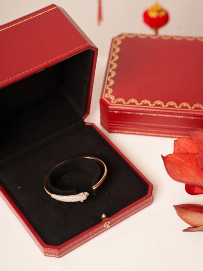 [LORA]PANTHERE ROSE GOLD DIAMOND OPEN BRACELET