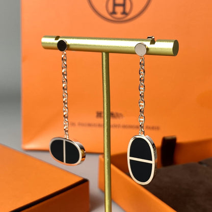 [LORA]CHAINE VERSO BLACK CERAMIC EARRINGS