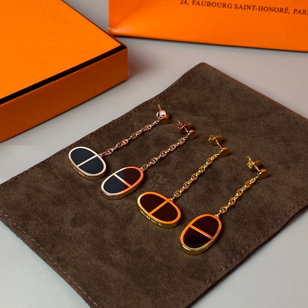 [LORA]CHAINE VERSO BLACK CERAMIC EARRINGS