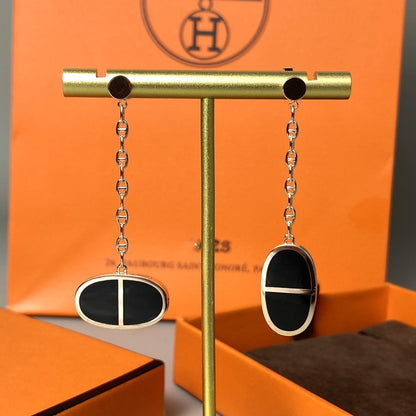 [LORA]CHAINE VERSO BLACK CERAMIC EARRINGS