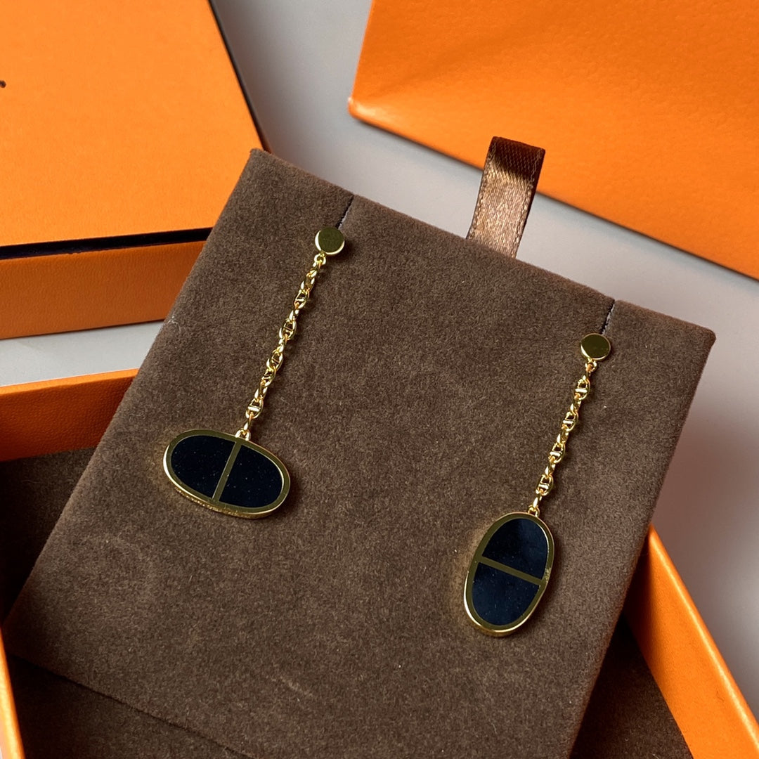 [LORA]CHAINE VERSO BLACK CERAMIC EARRINGS