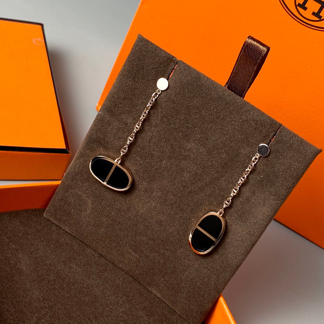 [LORA]CHAINE VERSO BLACK CERAMIC EARRINGS