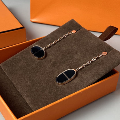 [LORA]CHAINE VERSO BLACK CERAMIC EARRINGS