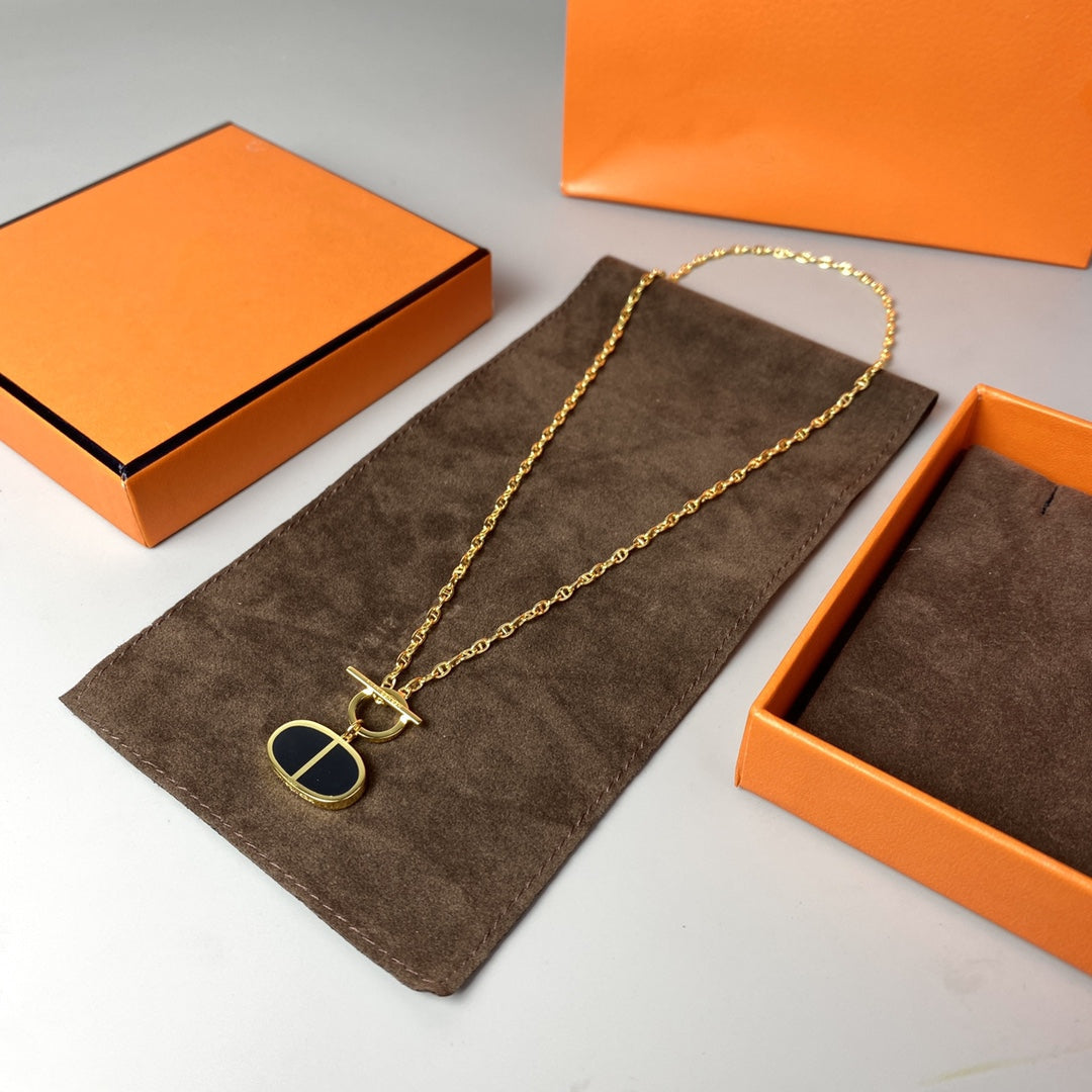 [LORA]CHAINE VERSO BLACK CERAMIC NECKLACE