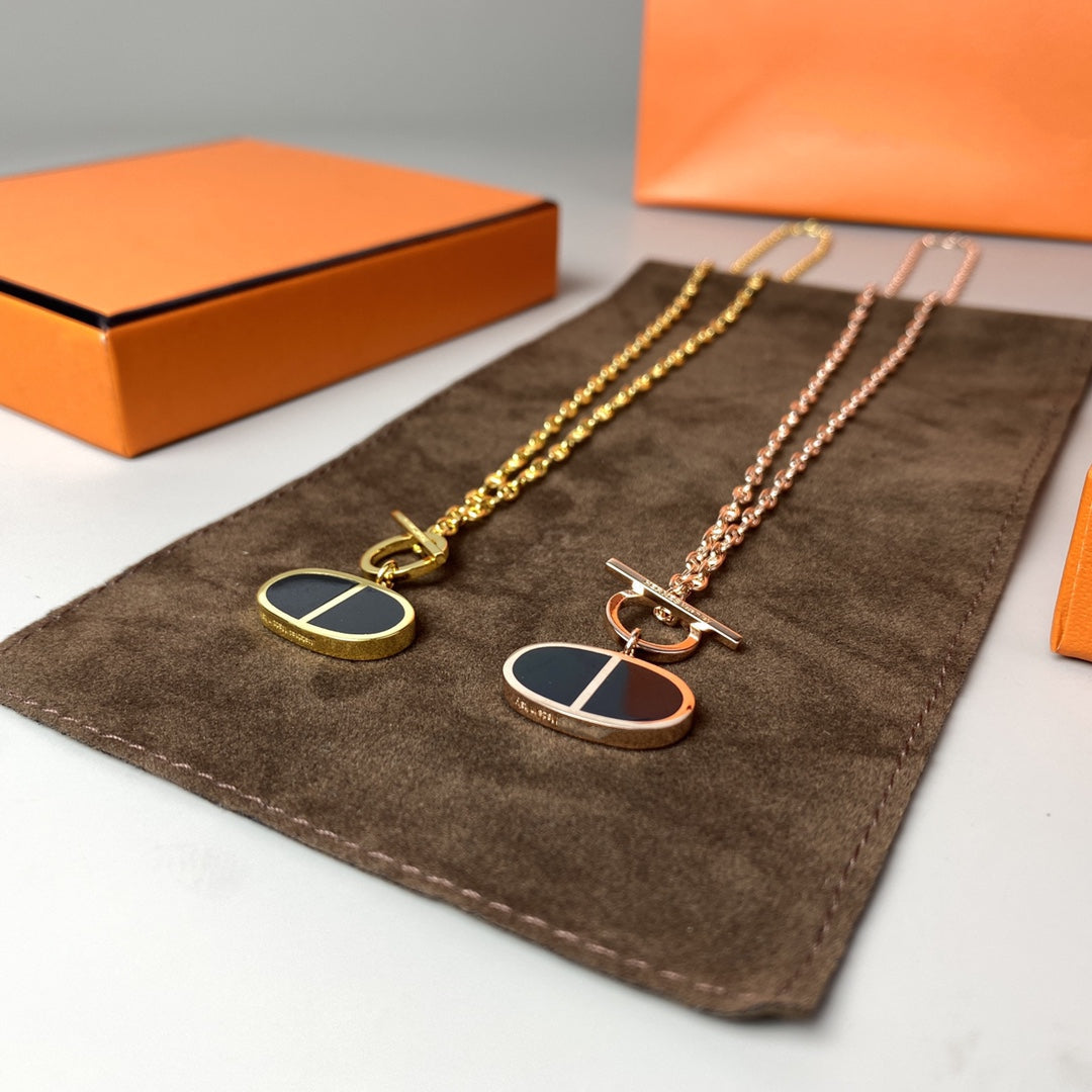 [LORA]CHAINE VERSO BLACK CERAMIC NECKLACE