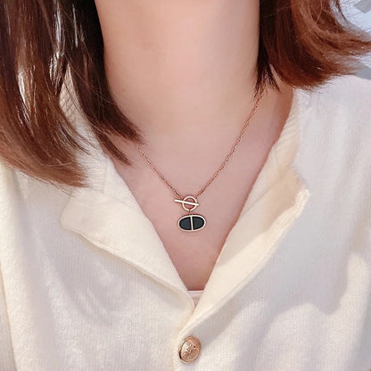 [LORA]CHAINE VERSO BLACK CERAMIC NECKLACE