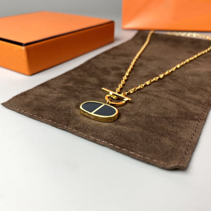 [LORA]CHAINE VERSO BLACK CERAMIC NECKLACE
