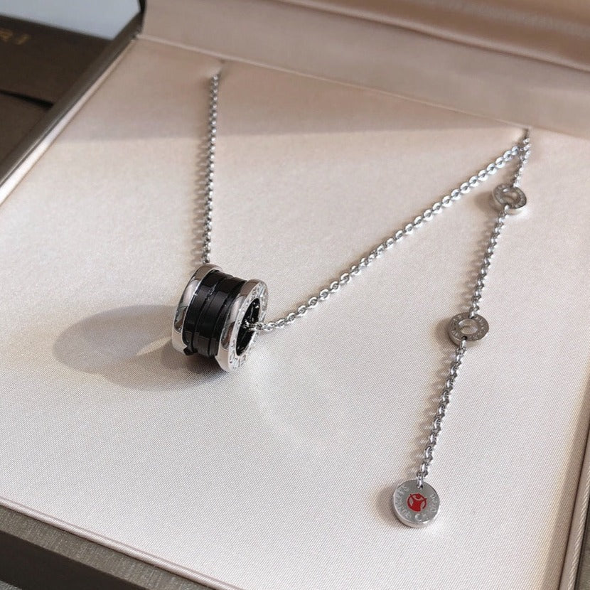 [LORA]ZERO 1 BLACK CERAMIC SILVER NECKLACE