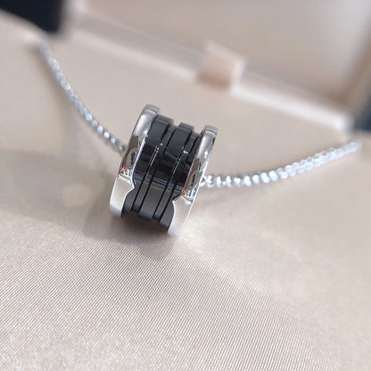 [LORA]ZERO 1 BLACK CERAMIC SILVER NECKLACE