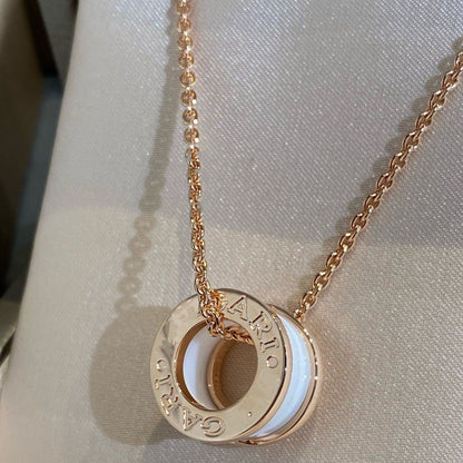 [LORA]ZERO 1 WHITE CERAMIC PINK GOLD NECKLACE
