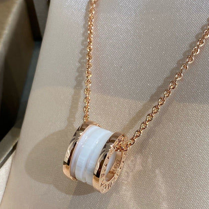 [LORA]ZERO 1 WHITE CERAMIC PINK GOLD NECKLACE