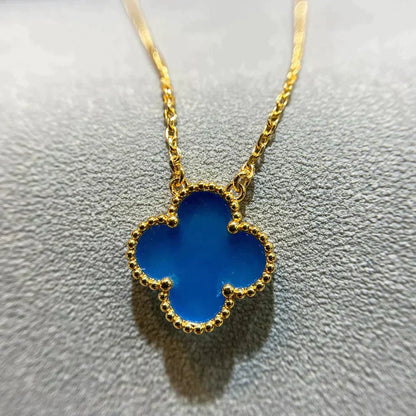 [LORA]CLOVER 15MM BLUE AGATE NECKLACE