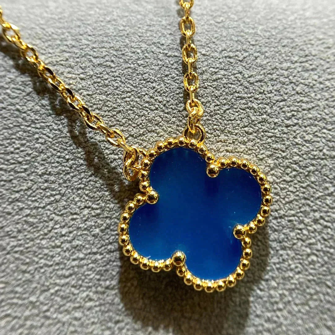 [LORA]CLOVER 15MM BLUE AGATE NECKLACE