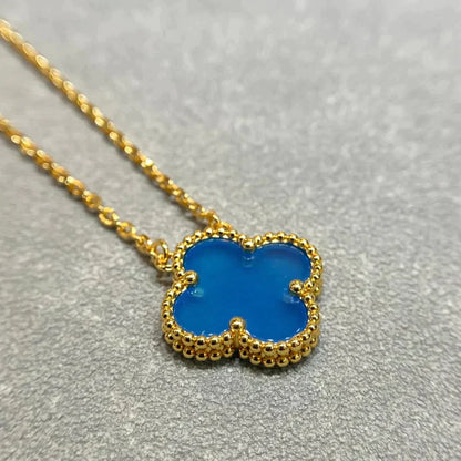 [LORA]CLOVER 15MM BLUE AGATE NECKLACE