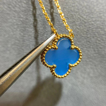 [LORA]CLOVER 15MM BLUE AGATE NECKLACE