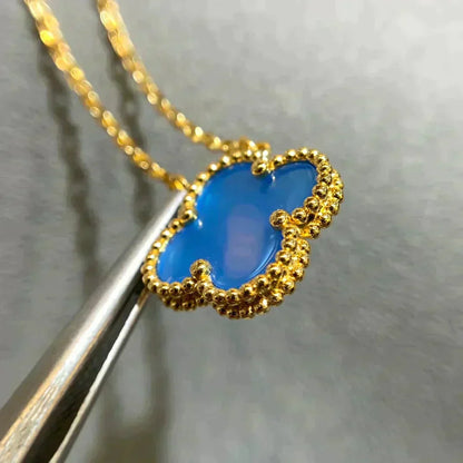 [LORA]CLOVER 15MM BLUE AGATE NECKLACE