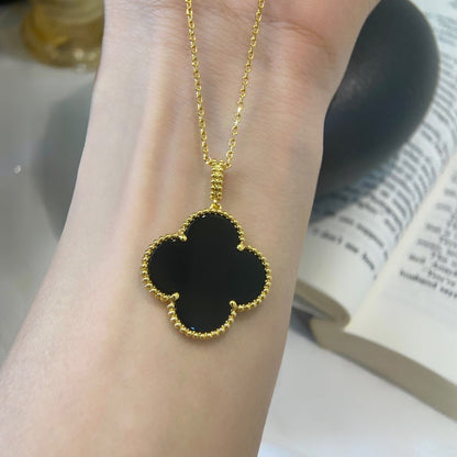 [Lora]CLOVER 25MM NECKLACE GOLD ONYX
