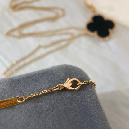 [Lora]CLOVER 25MM NECKLACE GOLD ONYX