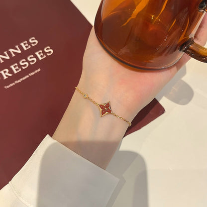 [LORA]COLOR STAR CARNELIAN PINK GOLD DIAMOND BRACELET