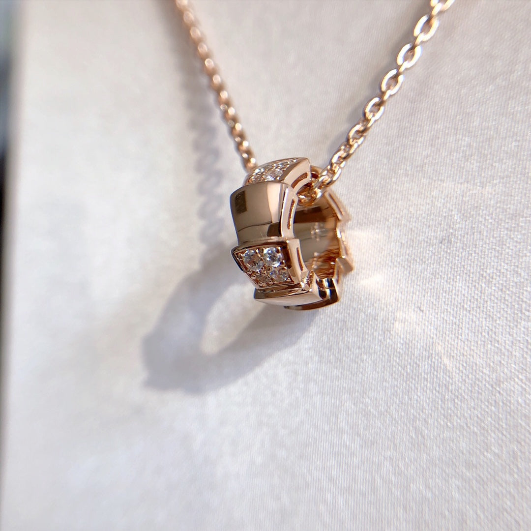 [LORA]SERPENTI PEDANT DIAMOND PINK GOLD NECKLACE