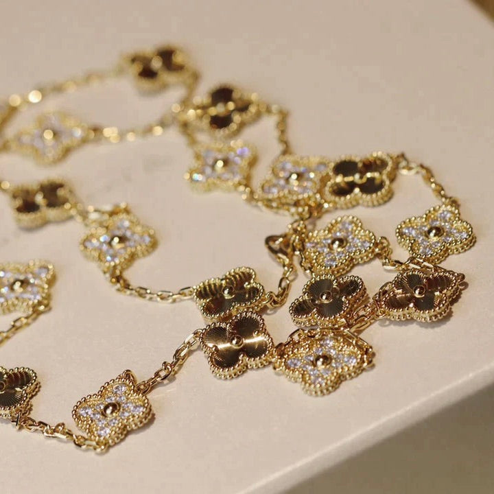 [LORA]CLOVER 20 MOTIFS LASER DIAMOND NECKLACE