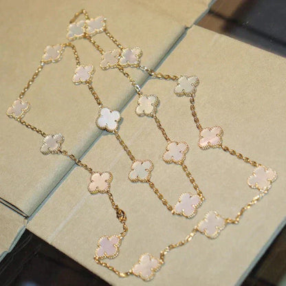 [LORA]CLOVER 20 MOTIFS WHITE MOP NECKLACE