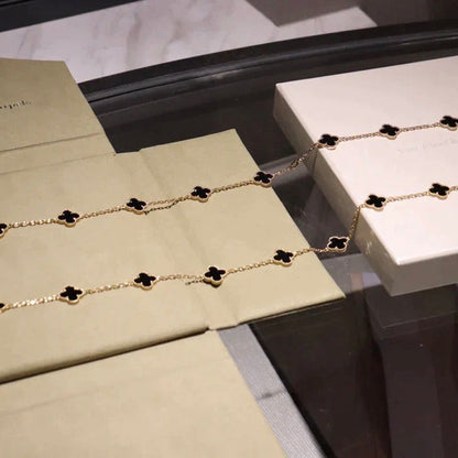 [Lora]CLOVER 20 MOTIFS ONYX NECKLACE