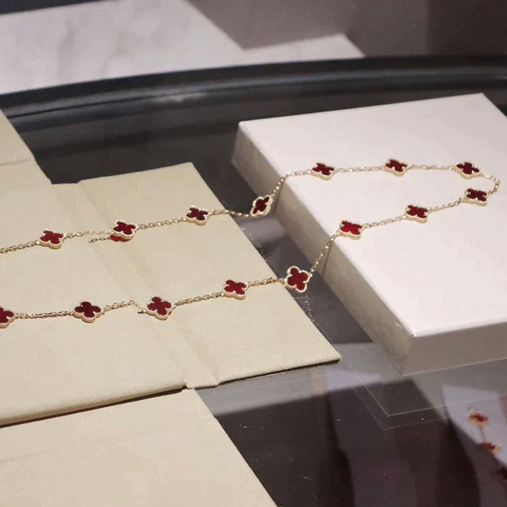 [Lora]CLOVER 20 MOTIFS CARNELIAN NECKLACE