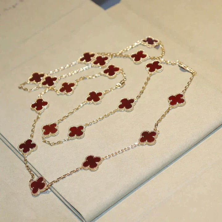 [Lora]CLOVER 20 MOTIFS CARNELIAN NECKLACE