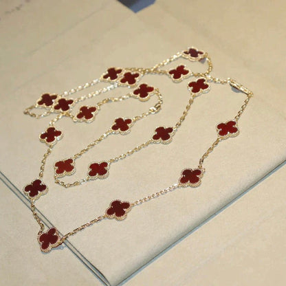 [Lora]CLOVER 20 MOTIFS CARNELIAN NECKLACE