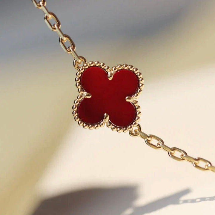 [Lora]CLOVER 20 MOTIFS CARNELIAN NECKLACE
