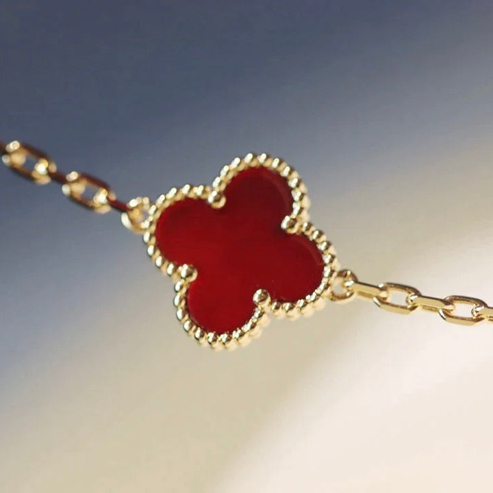 [Lora]CLOVER 20 MOTIFS CARNELIAN NECKLACE