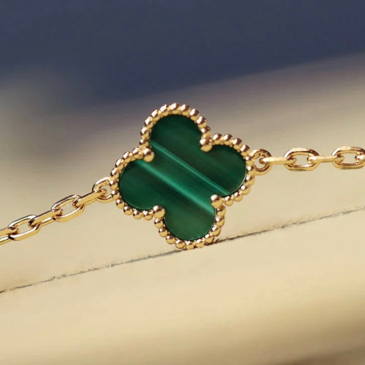[Lora]CLOVER 20 MOTIFS MALACHITE DIAMOND NECKLACE