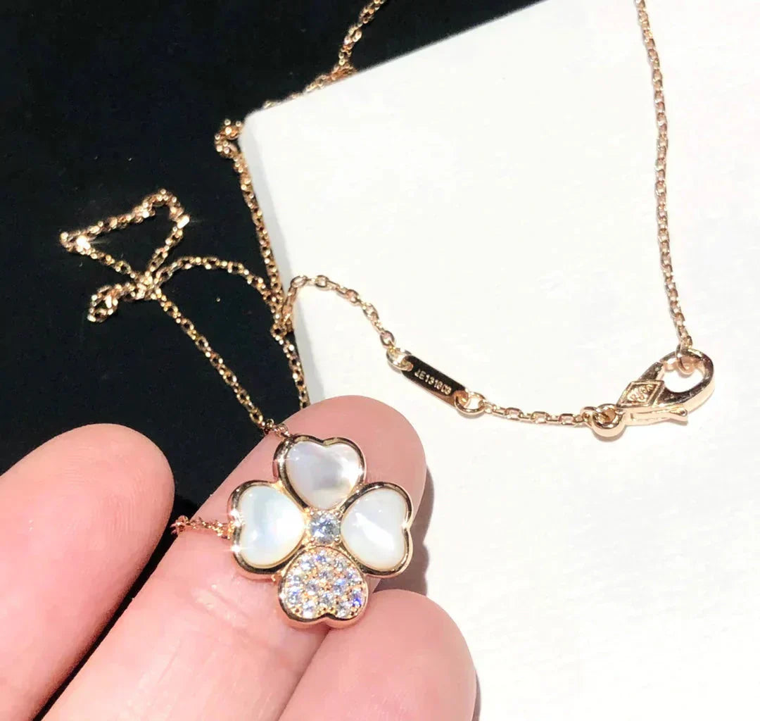 [LORA]CLOVER MOP DIAMOND ROSE GOLD NECKLACE